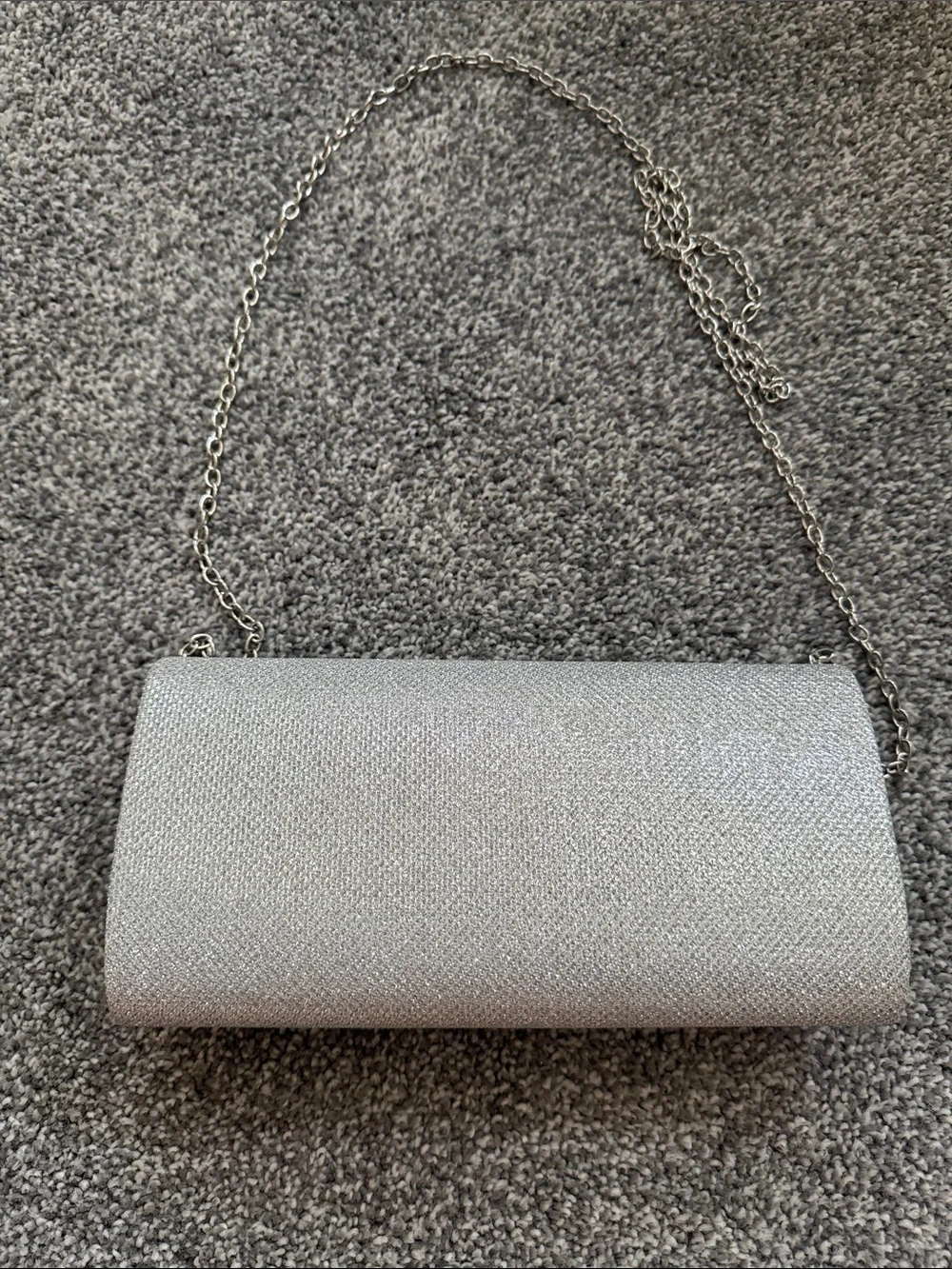 Silver Evening Clutch with Chain Strap